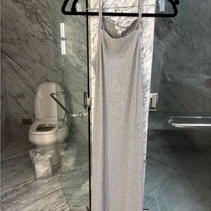 Gray Ribbed Midi Dress